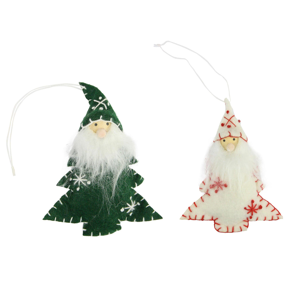 Handmade Santa Christmas Tree Ornaments - Festive Felt Decorations (Pack of 12)