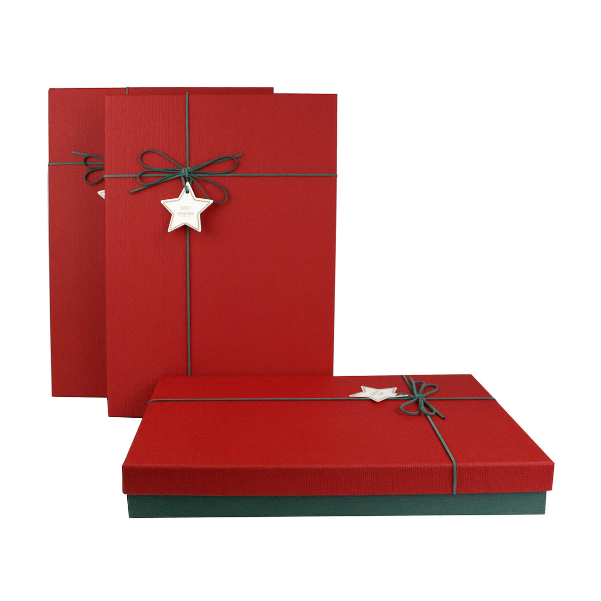 Set of 3 Green Red Gift Boxes