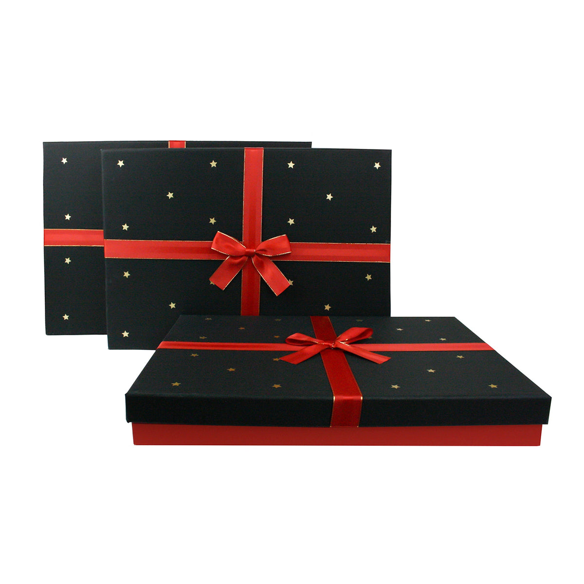 Set of 3 Red Black Gift Boxes
