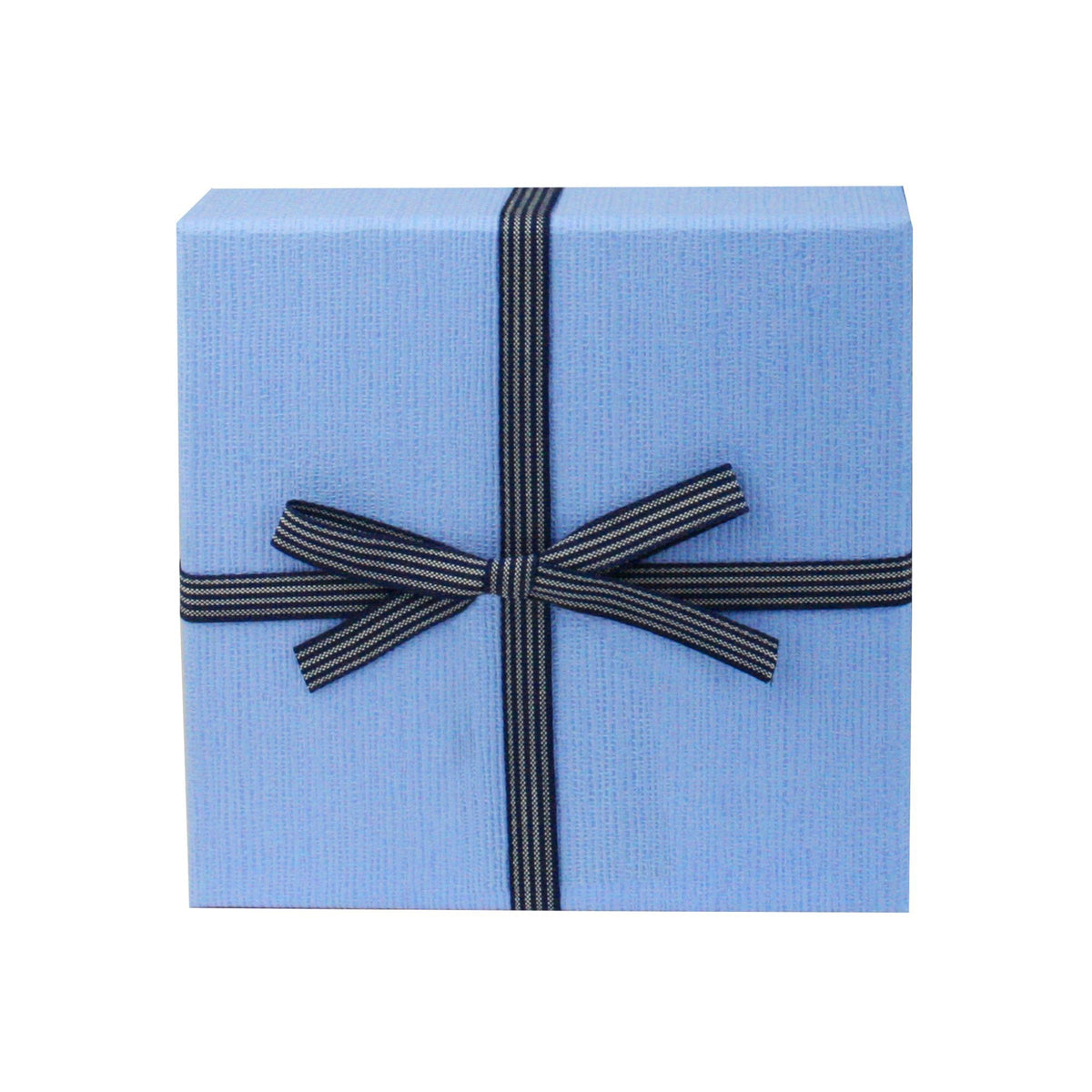Single Dark Blue Gift Box with Striped Bow Ribbon