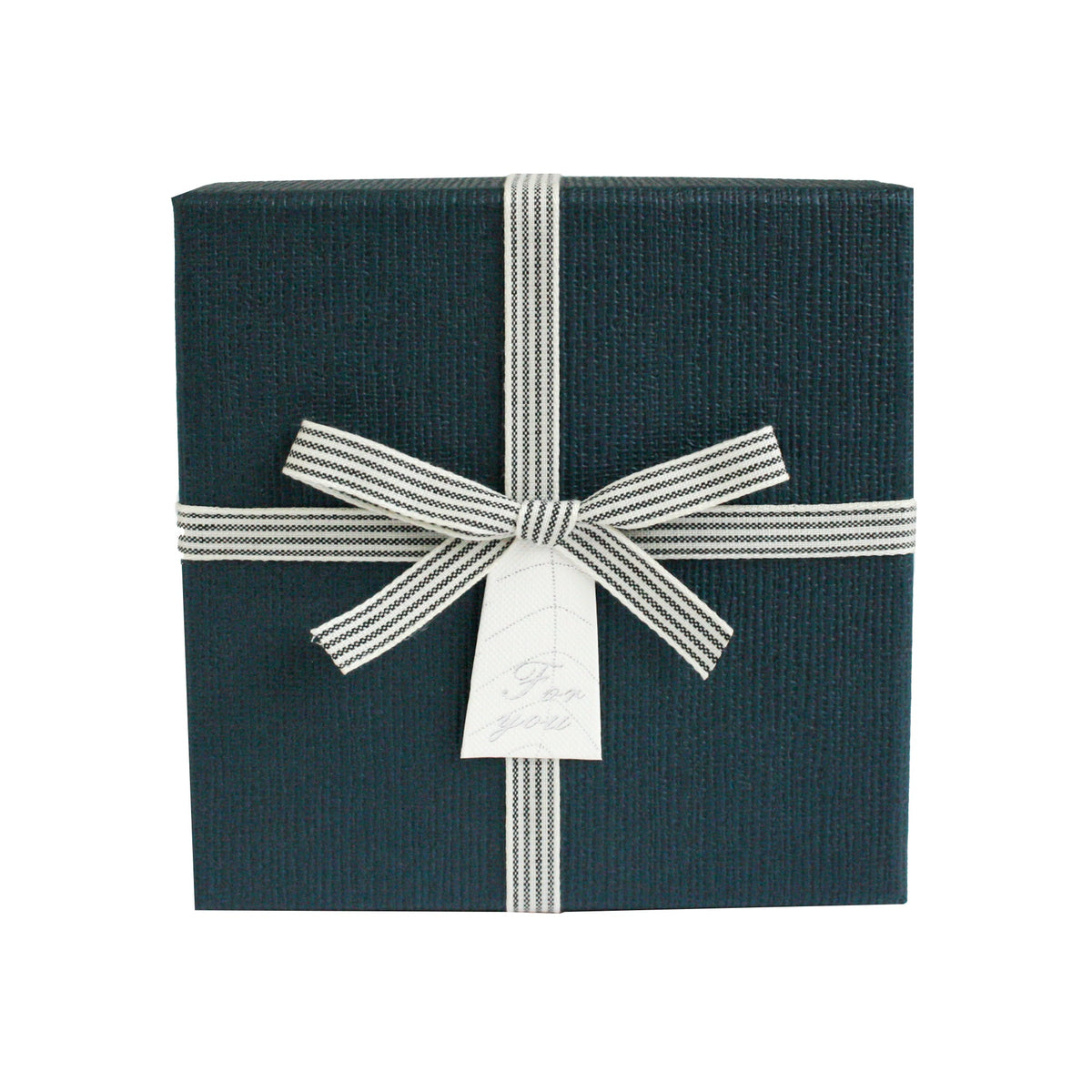 Single Light Blue Gift Box with Striped Bow Ribbon