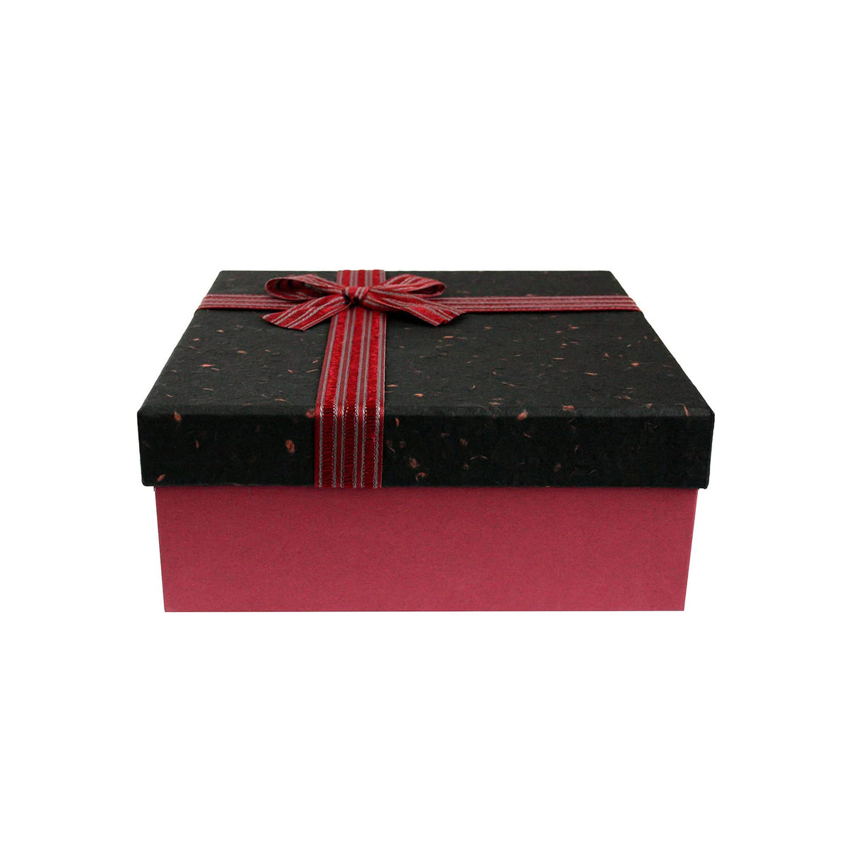 Single Burgundy/Black Gift Boxes With Red Striped Ribbon (Sizes Available)