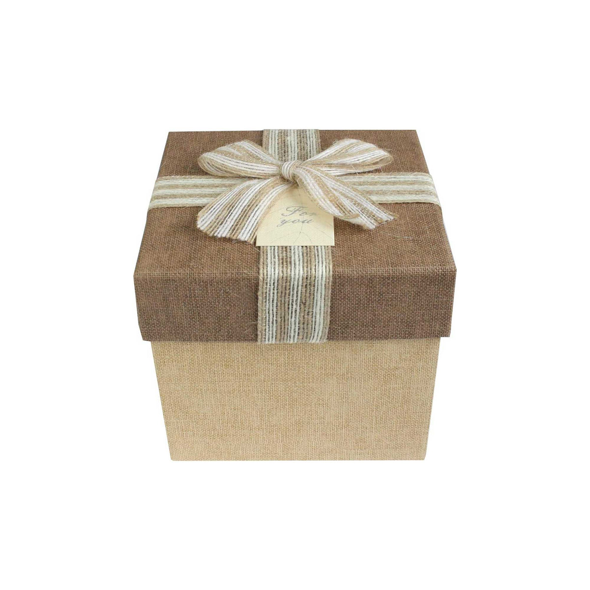 Single Dark Brown Gift Box with Striped Bow Ribbon (Sizes Available)