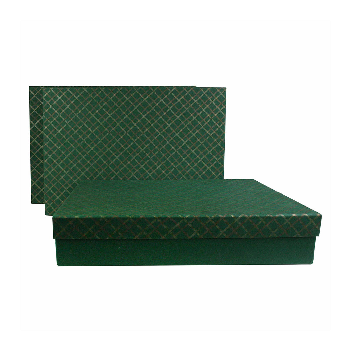 Handcrafted Chequered Green Gift Boxes  - Set of 3 (Sizes Available)