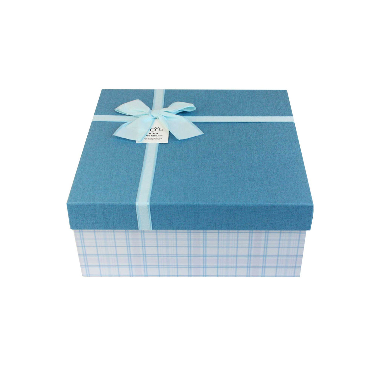 Elegant Blue Chequered Gift Box - Single