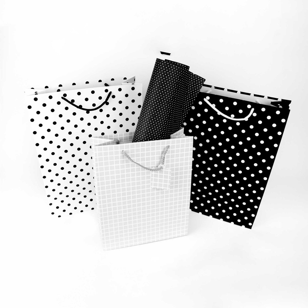 Chic Polka Dots-Pattern Gift Bags - Set of 6 Assorted colours (Sizes available)