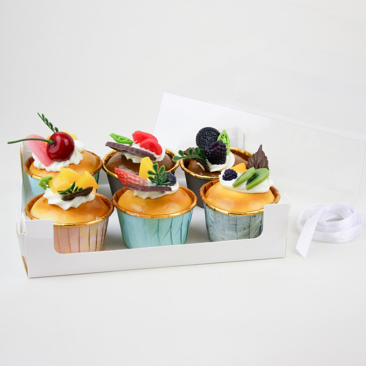Transparent-Lid Sweet Treat Box with Satin Ribbon Pack of 12