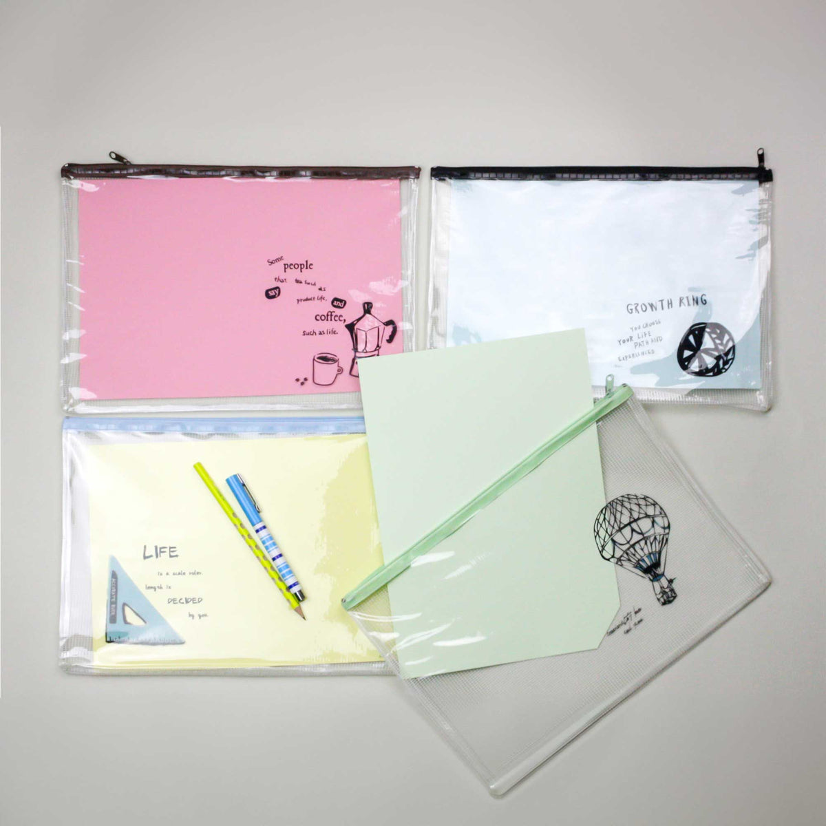 Objects A4 Zipper Document Pouches - Pack of 4