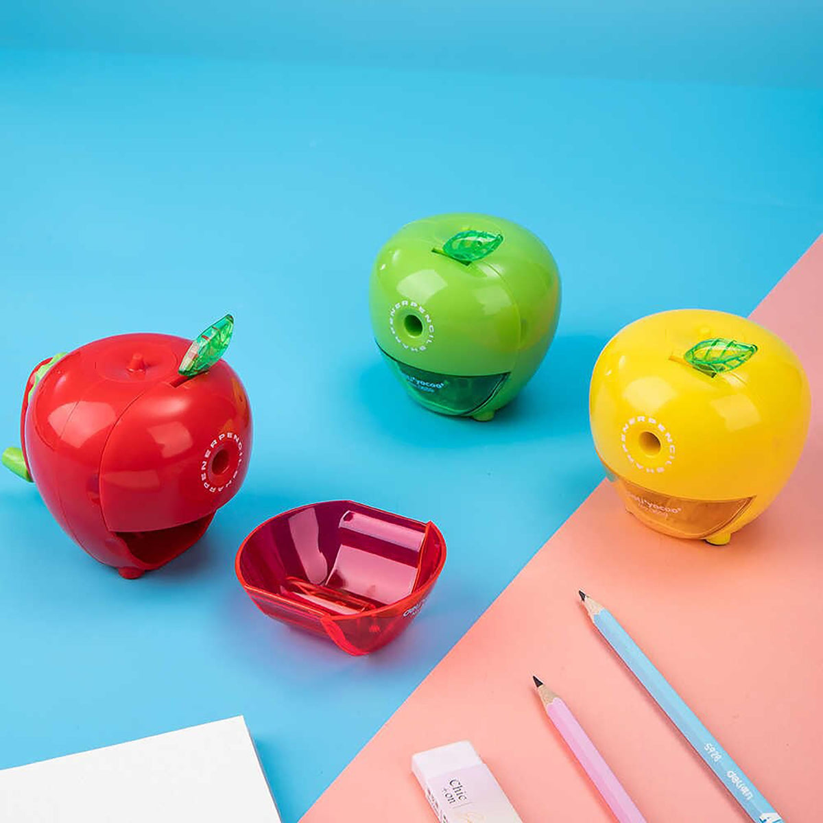 Cute Apple-Shaped Manual Pencil Sharpener - 3 Colors