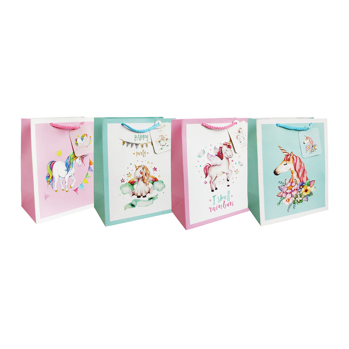 Magical Unicorn-Themed Gift Bags - Set Of 4, Assorted Designs (Sizes Available)