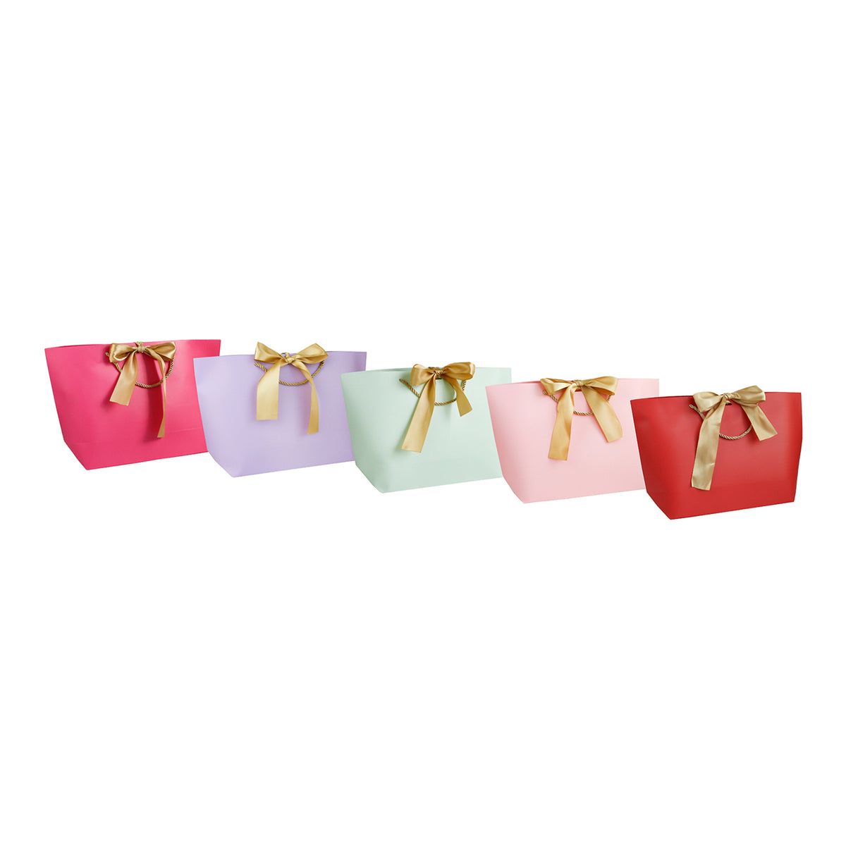 Elegant Matte Finish Gift Bags With Golden Ribbon -  Set Of 4 Assorted Colours  (Sizes Available)