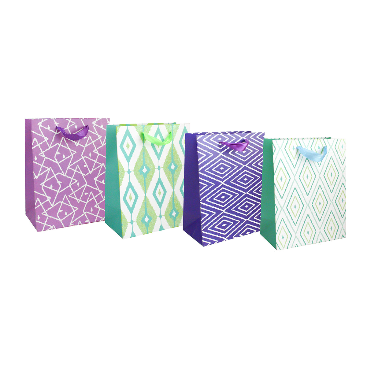 Vibrant Geometric Pattern Gift Bags - Set Of 4, Assorted Designs Sizes Available