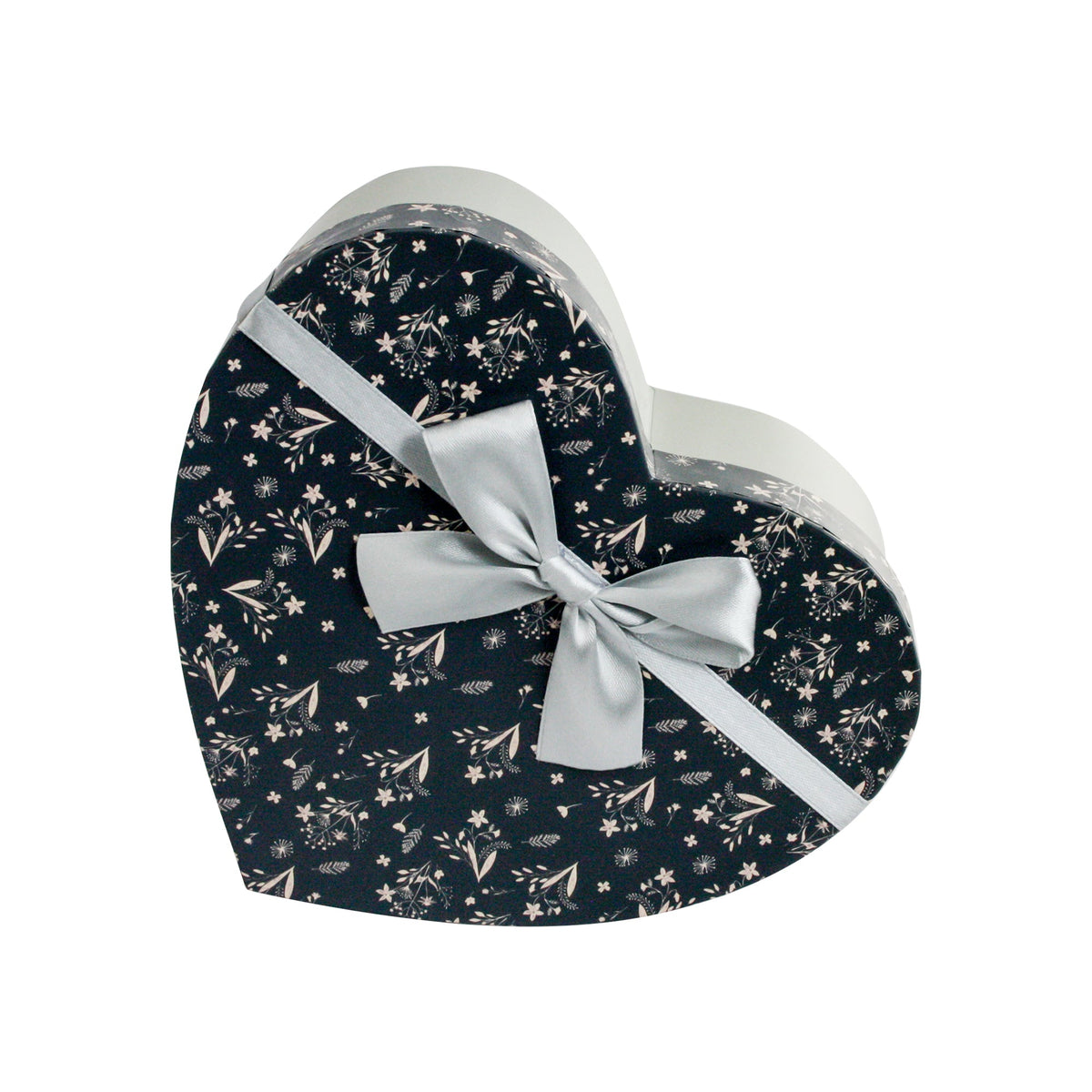 Luxury Heart Shaped Grey Floral Gift Box - Single (Sizes Available)