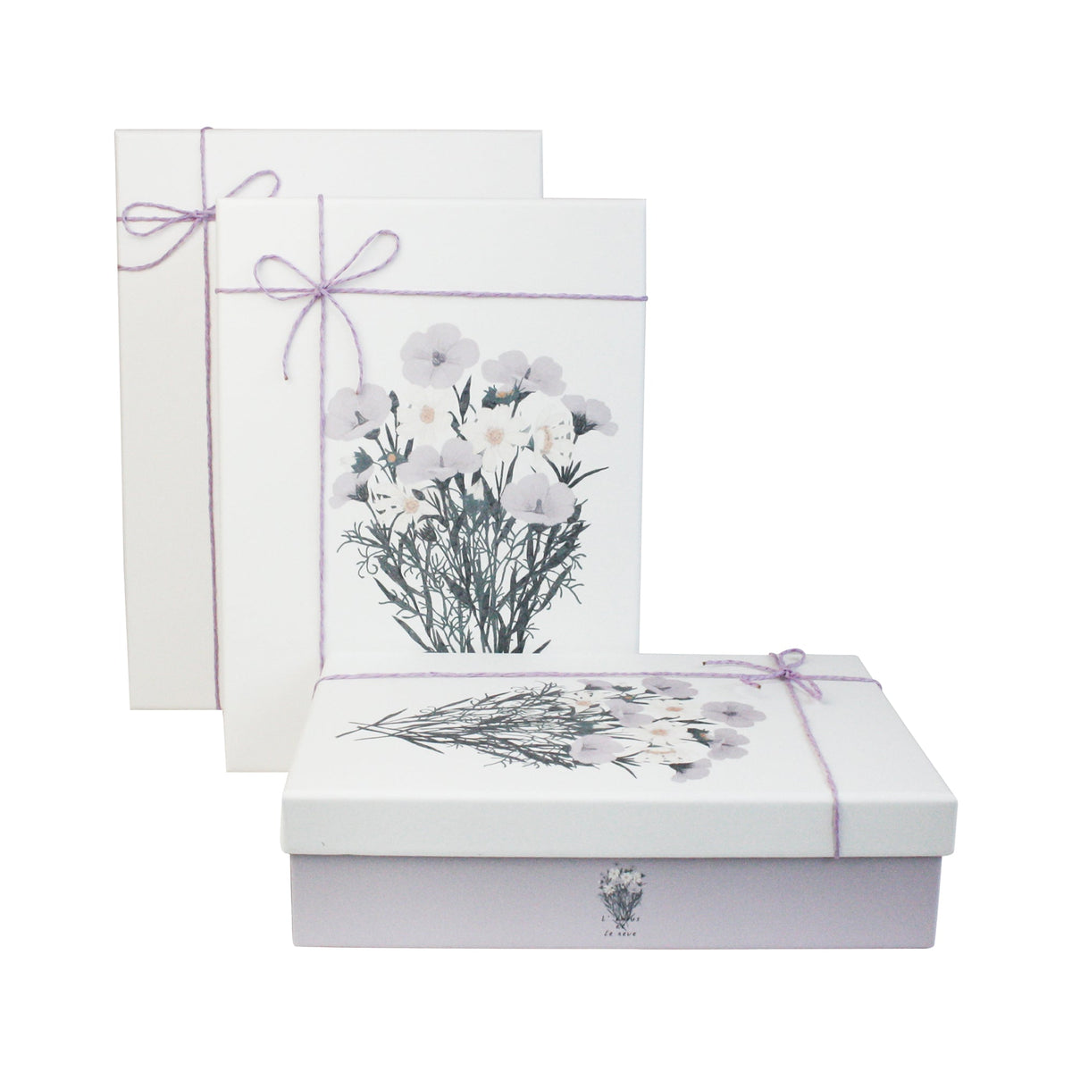 Set of 3 Lilac Bouquet Gift Boxes