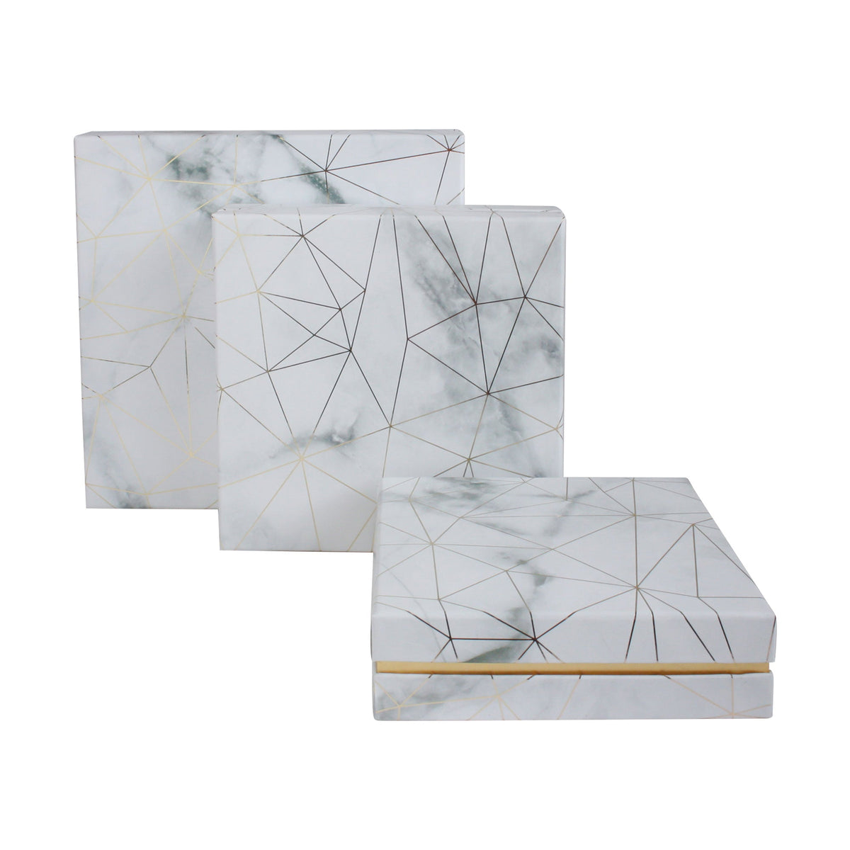 Set of 3 White Marble Print Gift Boxes