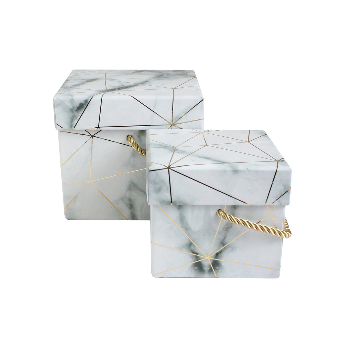 Set of 2 White Marble Print Gift Boxes