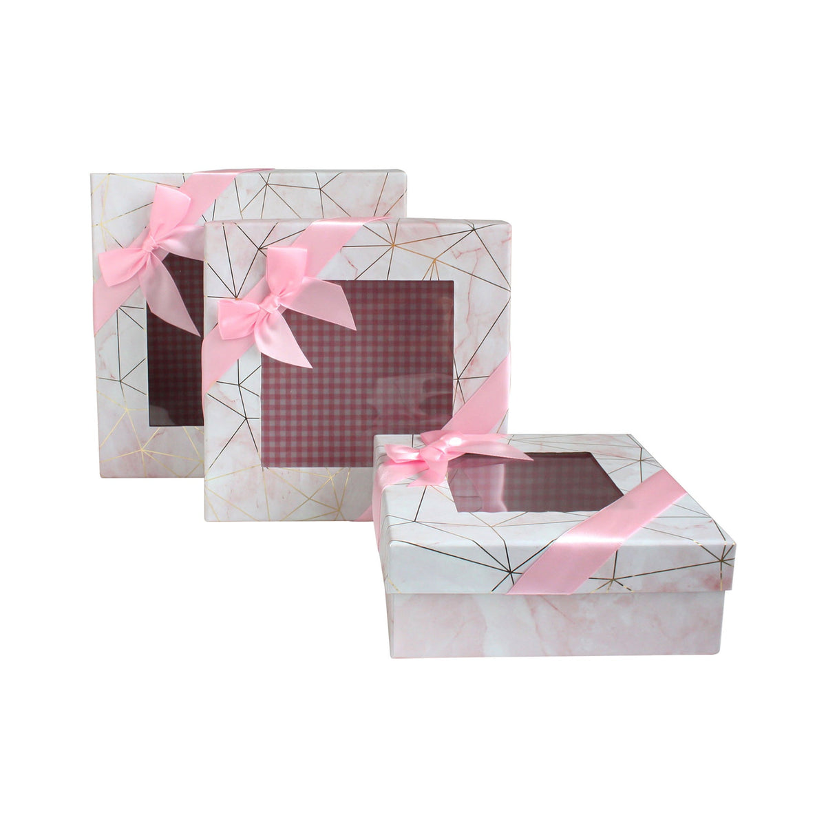 Set of 3 Pink Marble Print Gift Boxes