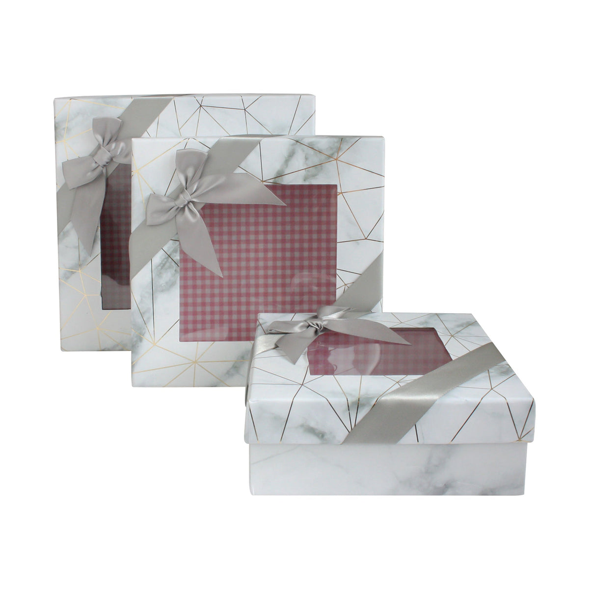 Set of 3 White Marble Print Gift Boxes