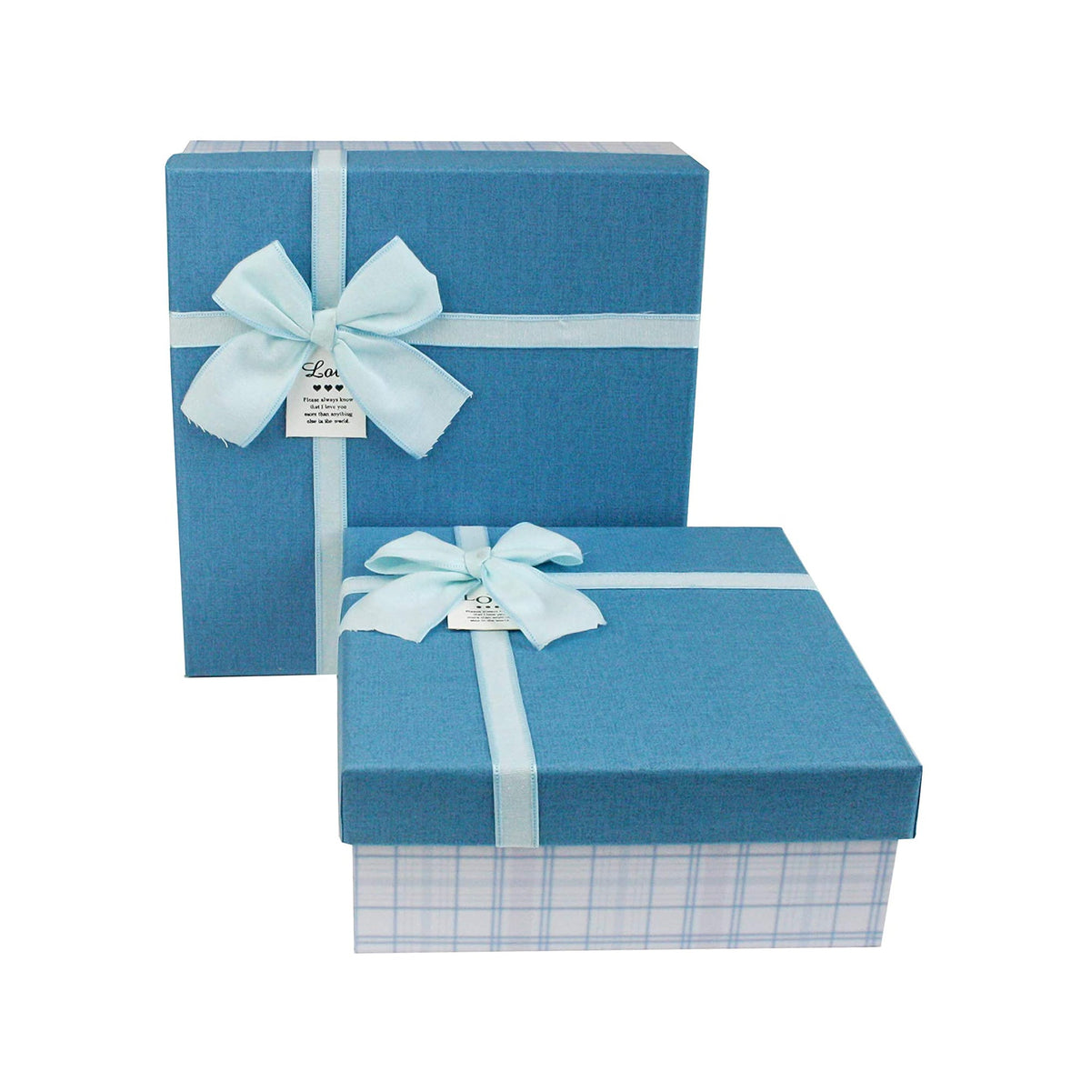 Set of 2 Blue Chequered Gift Boxes