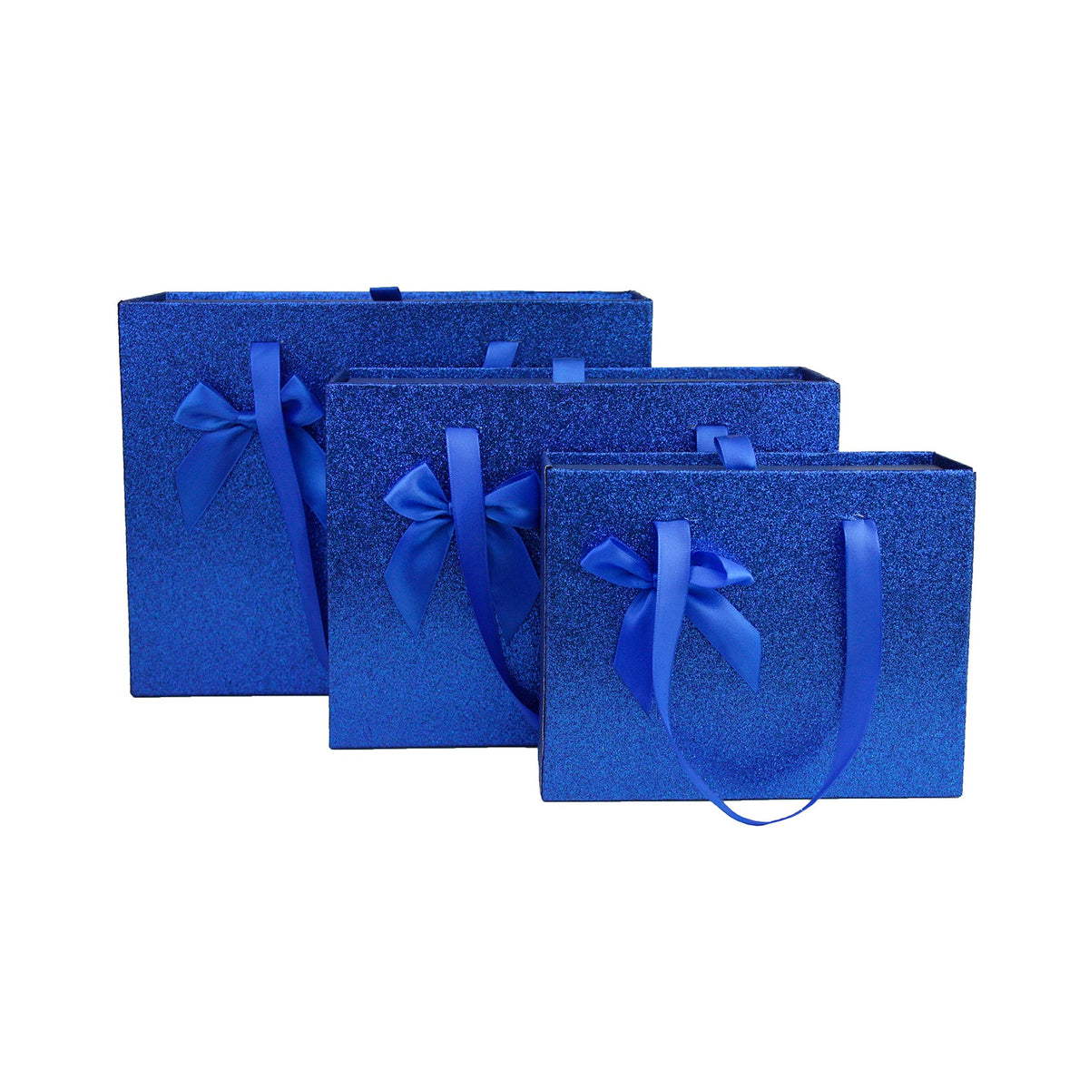 Set of 3 Dark Blue Metallic Drawer Gift Boxes