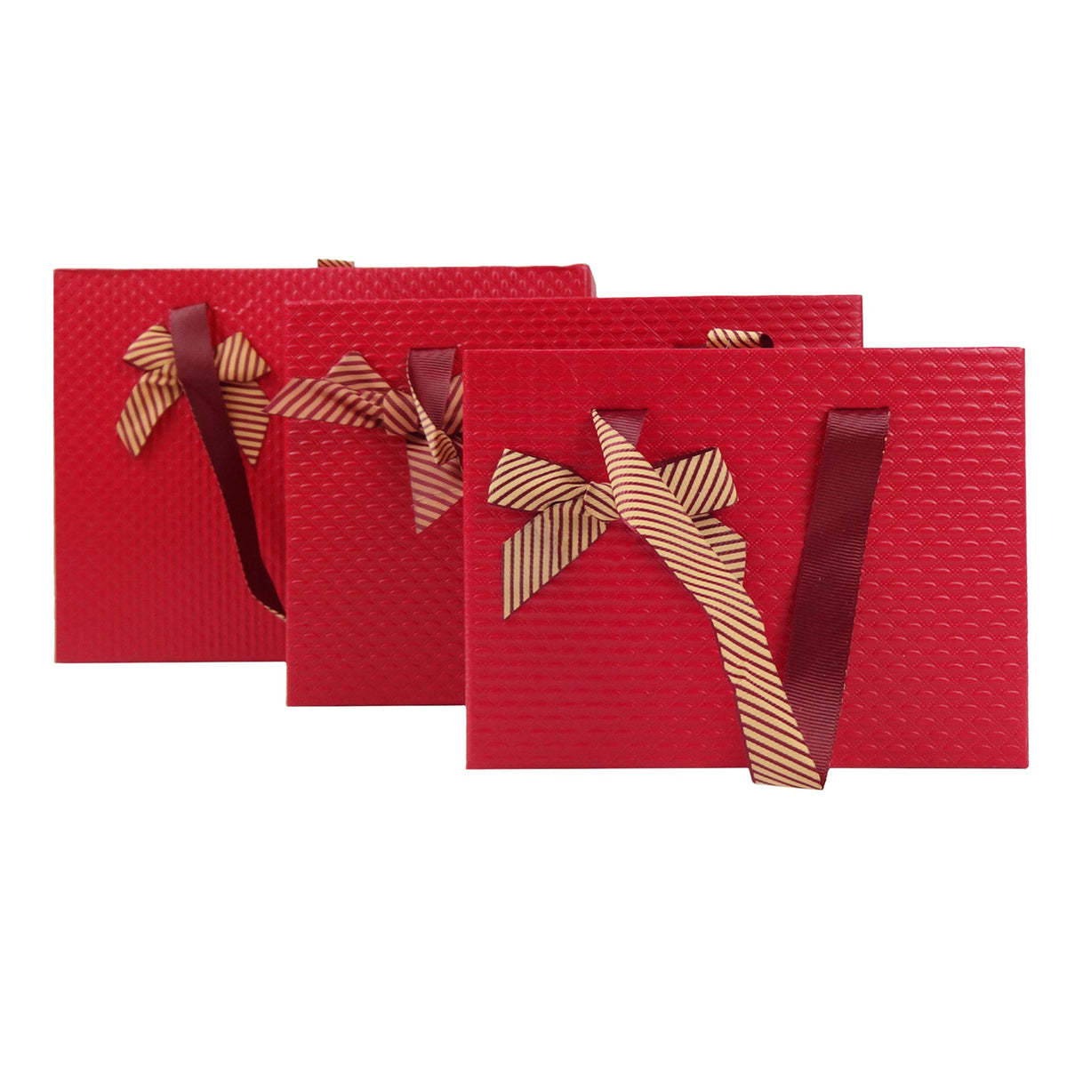 Set of 3 Red Textured Drawer Gift Boxes