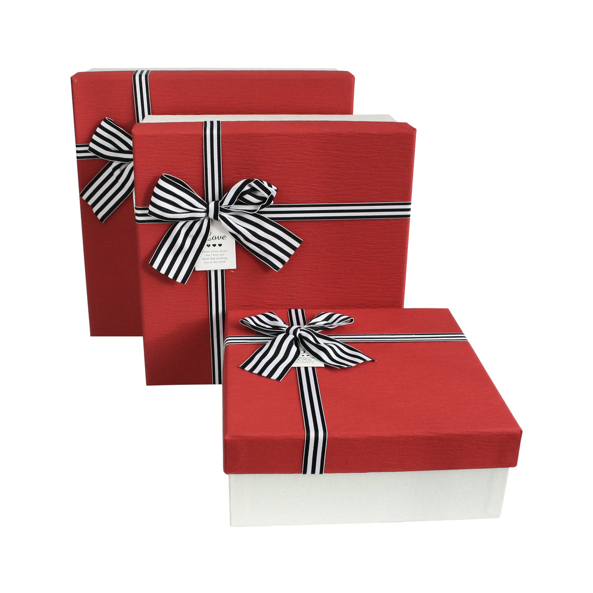 Single Red Striped Bow Gift Boxes