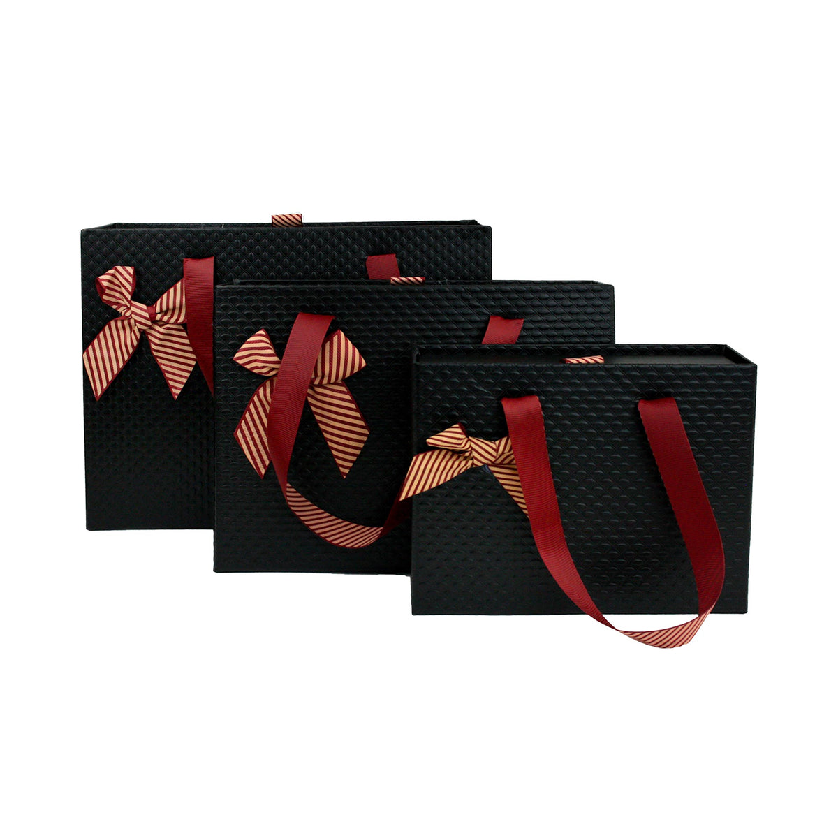Set of 3 Black Textured Drawer Gift Boxes