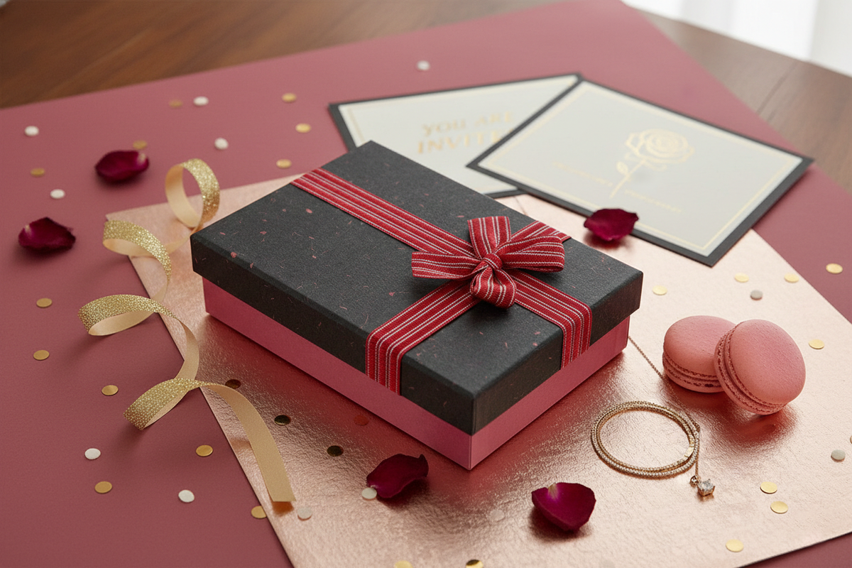 Set of 3 Textured Burgundy Box with Black