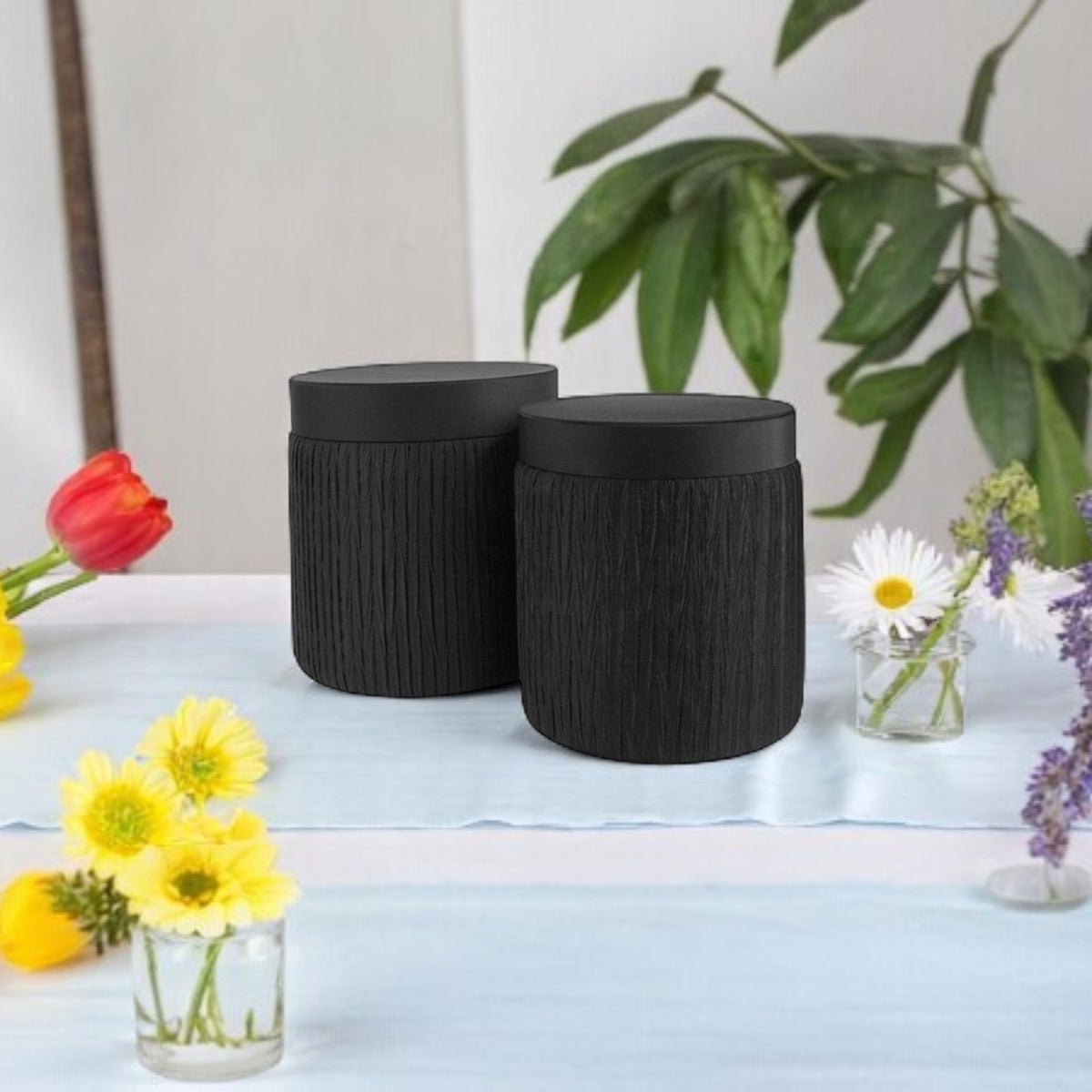 Black Flower Gift Boxes - Set of 2
