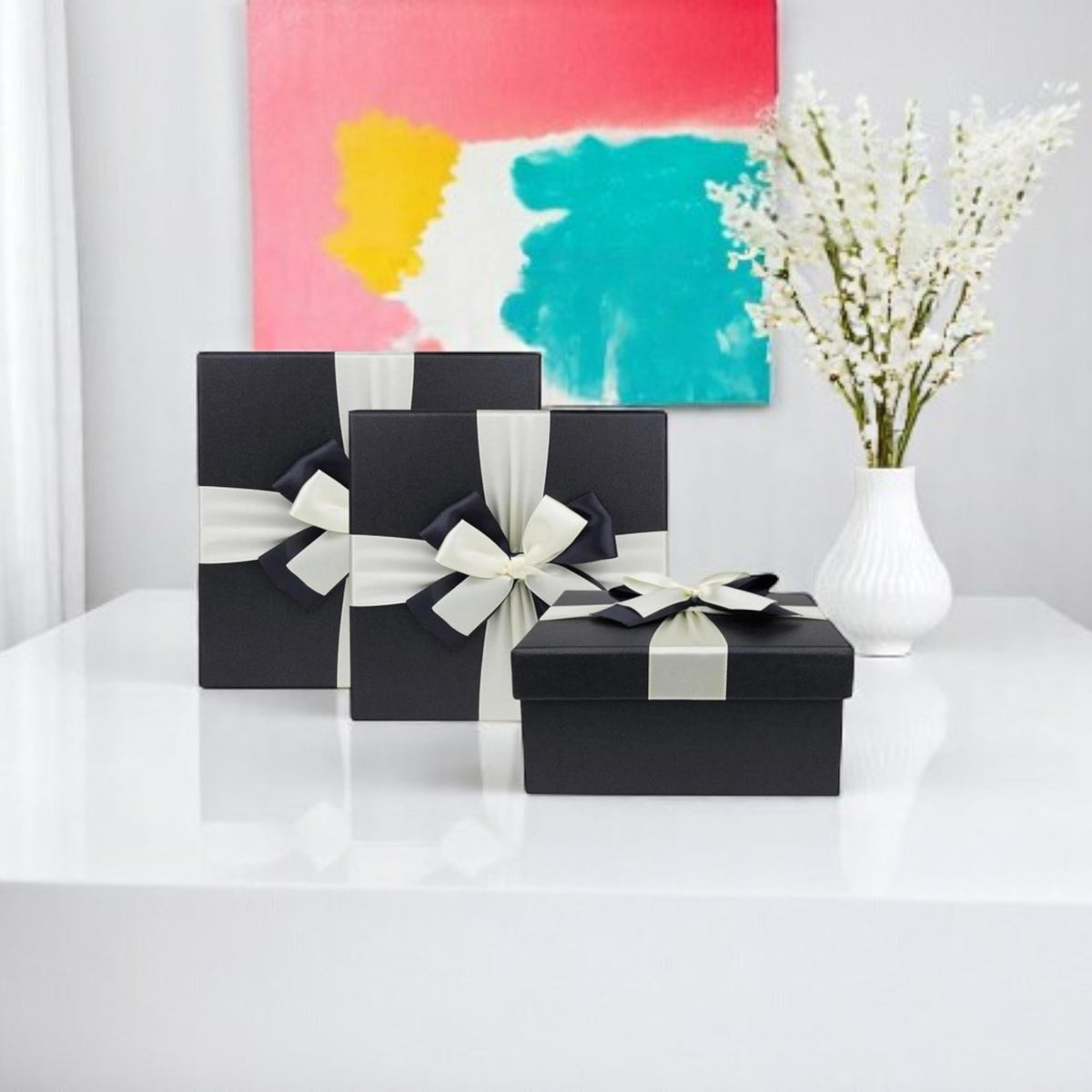 Luxury Black Gift Boxes - Set of 3 (Sizes Available)