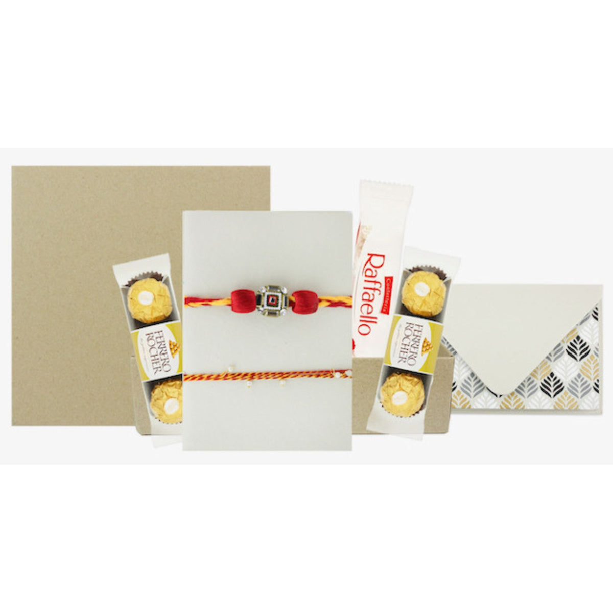 Classic Rakhi Hamper with Ferrero Rocher and Raffaello Treats