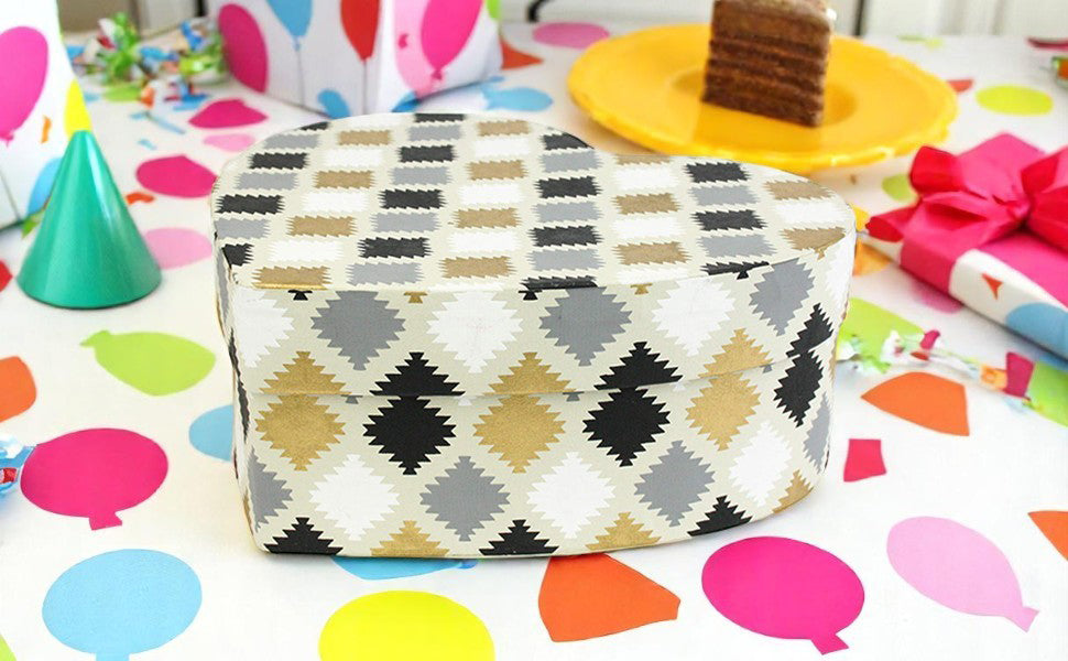 Handmade Geometric Patterned Black/Gold Gift Box - Single (Sizes Available)
