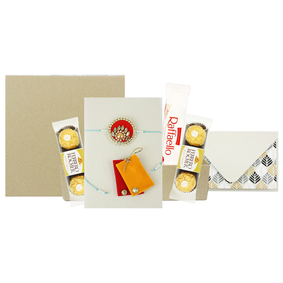 Classic Rakhi Hamper with Ferrero Rocher and Raffaello Treats