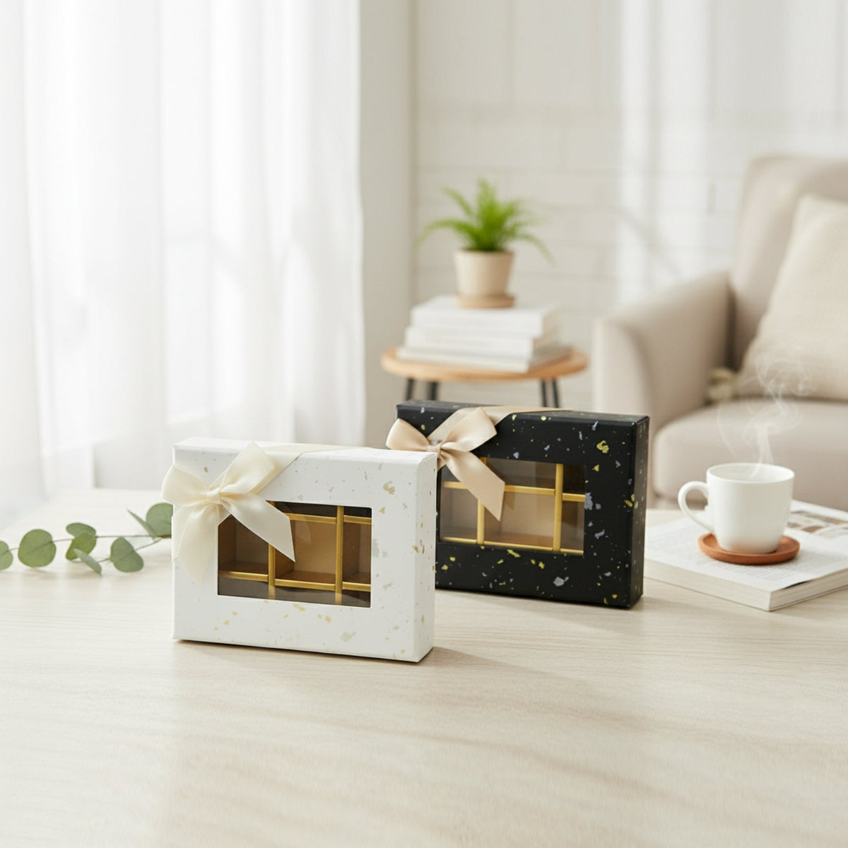 Splash Design Gift Box with Display Window - 6 compartments (Colors Available)  In Stock on 10/10/2025