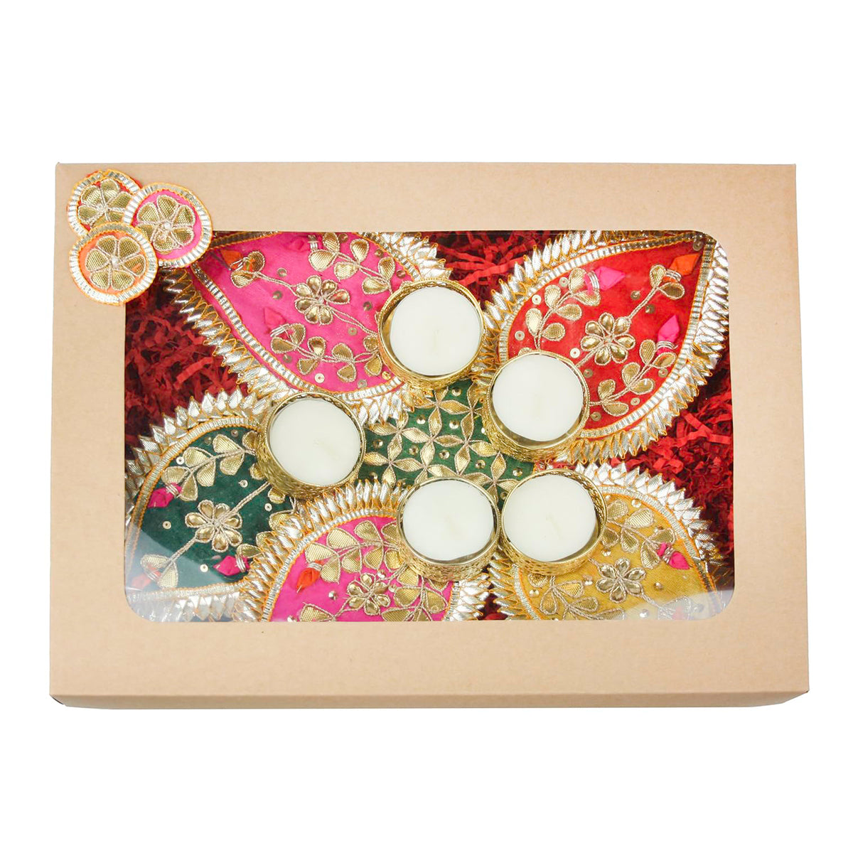Light Up Your Diwali with  Set of 6 Elegant Gota Rangoli Diyas