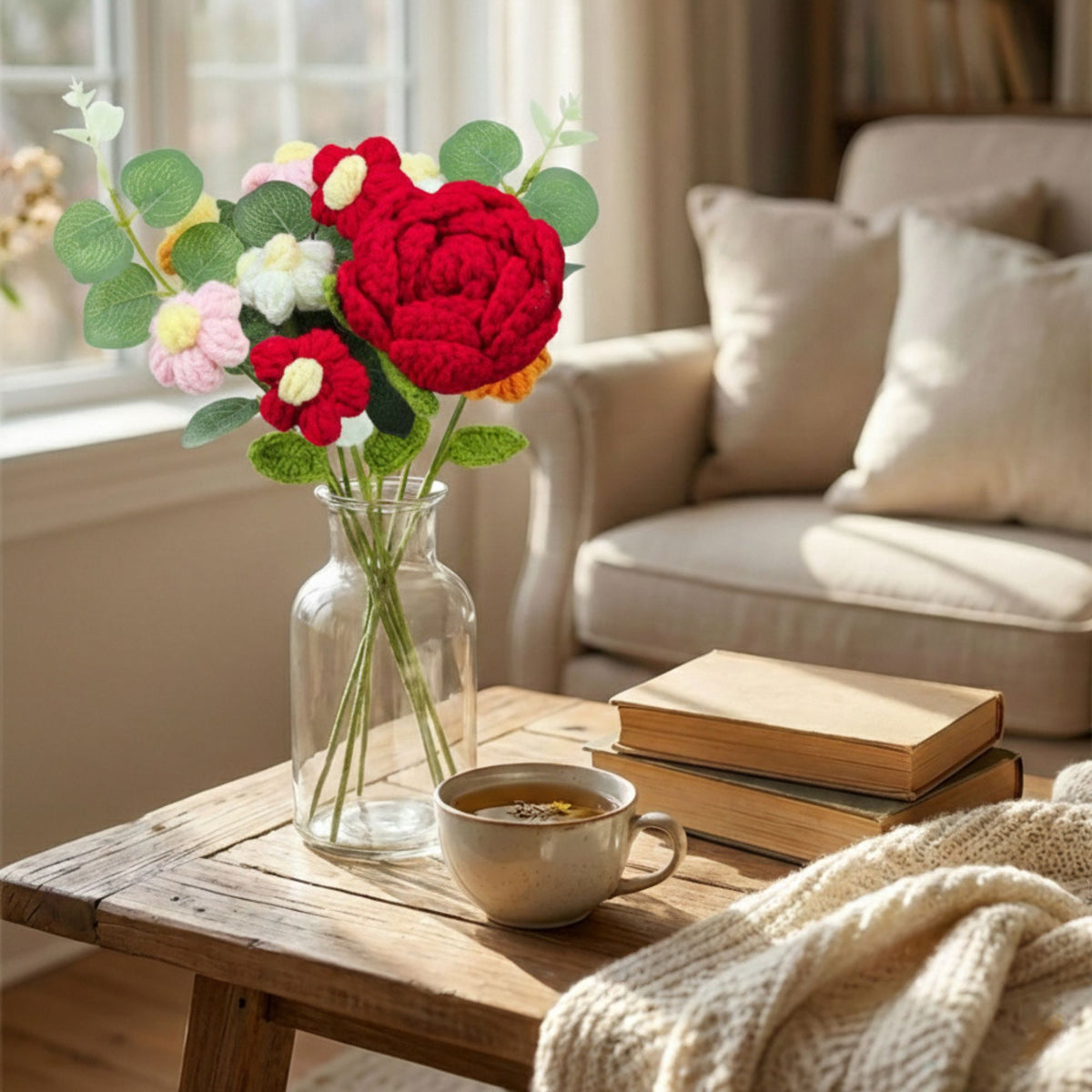 Crochet Flower Bouquet - Red