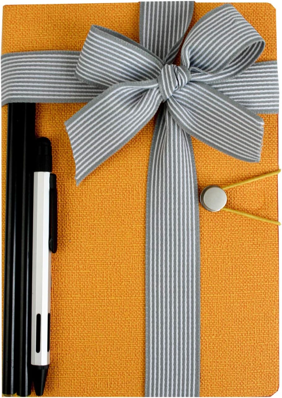 Luxury A5 Textured Notebook Gift Set with Metal Ballpoint Pen - Textured Orange