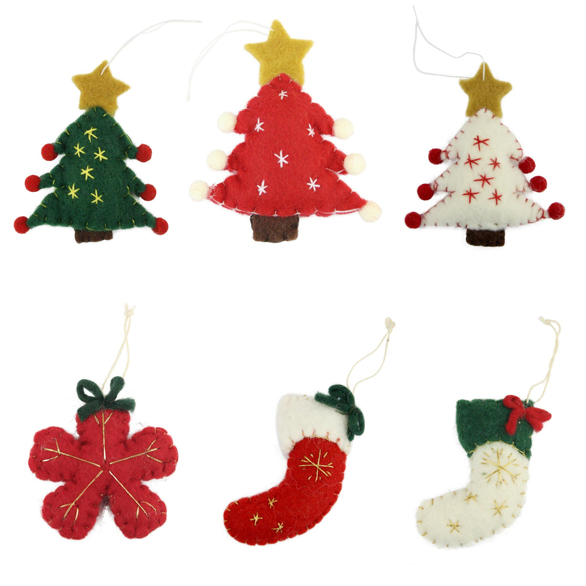 Assorted Snowflakes Felt Christmas Tree Decorations
