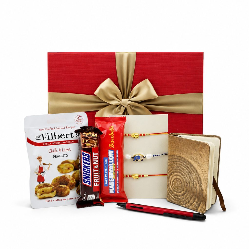 Emartbuy Rakhi Gift Hamper with Notebook, Stationery and Protein Bars