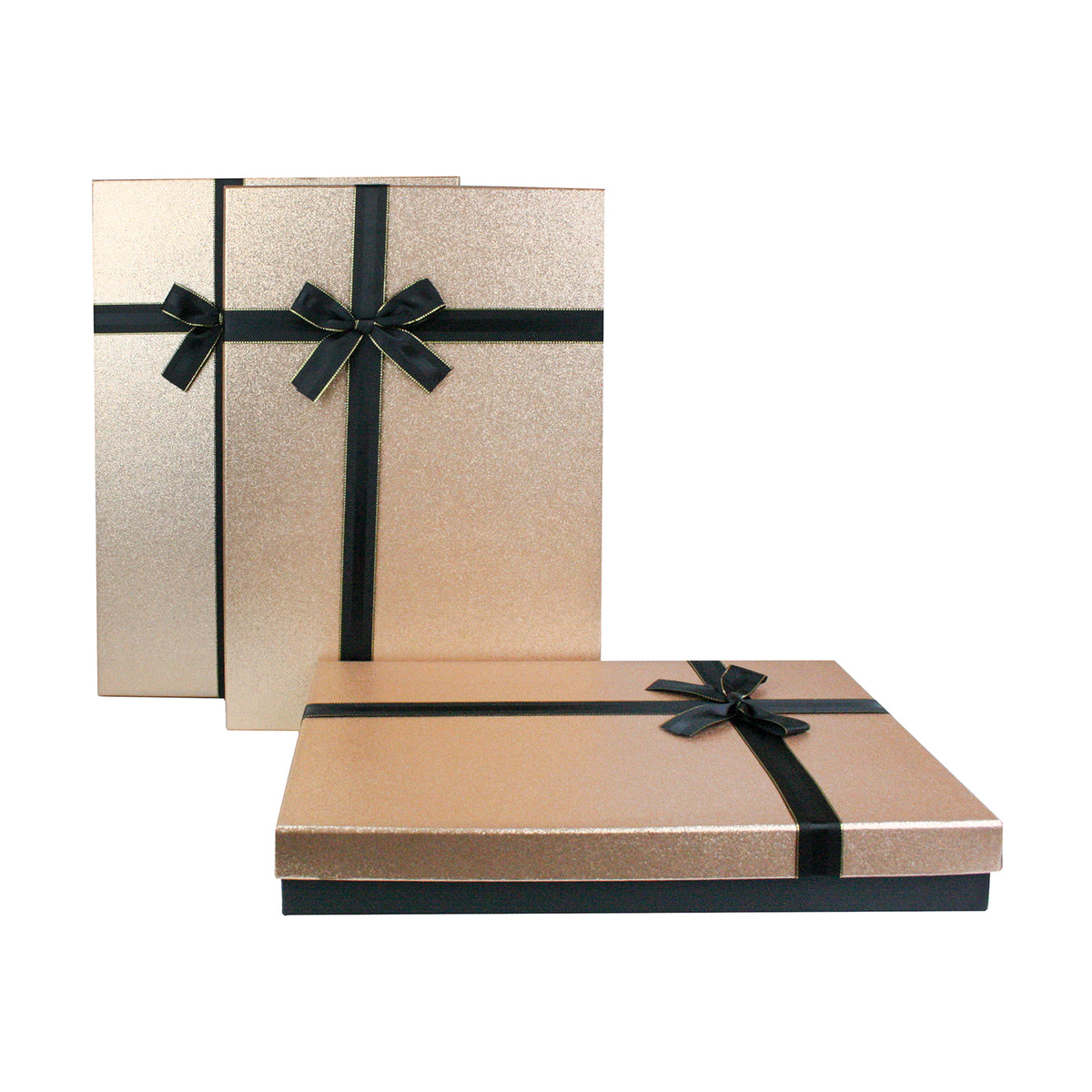 Set of 3 Black Gold Gift Boxes