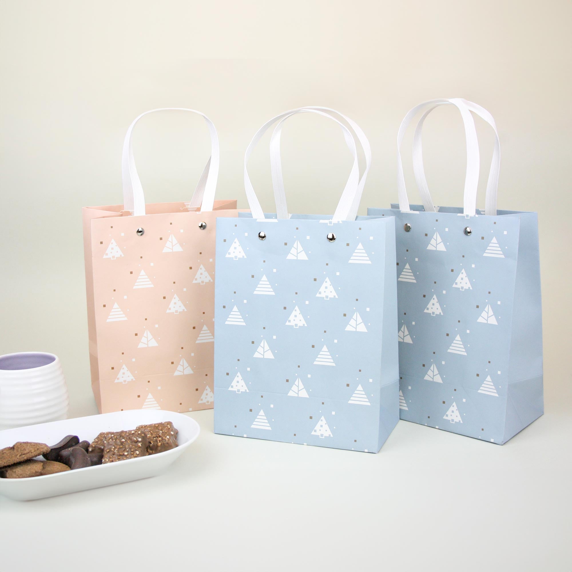 Pastel Triangle Pattern Gift Bags Set Of 4 Sizes Available
