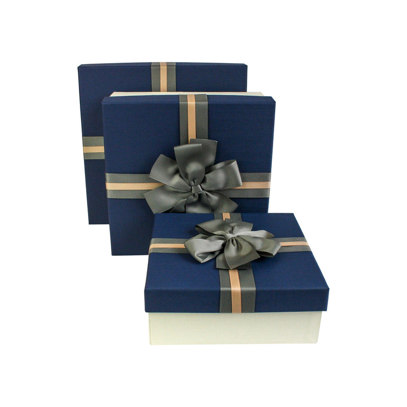 Cream Blue with Bow Gift Box