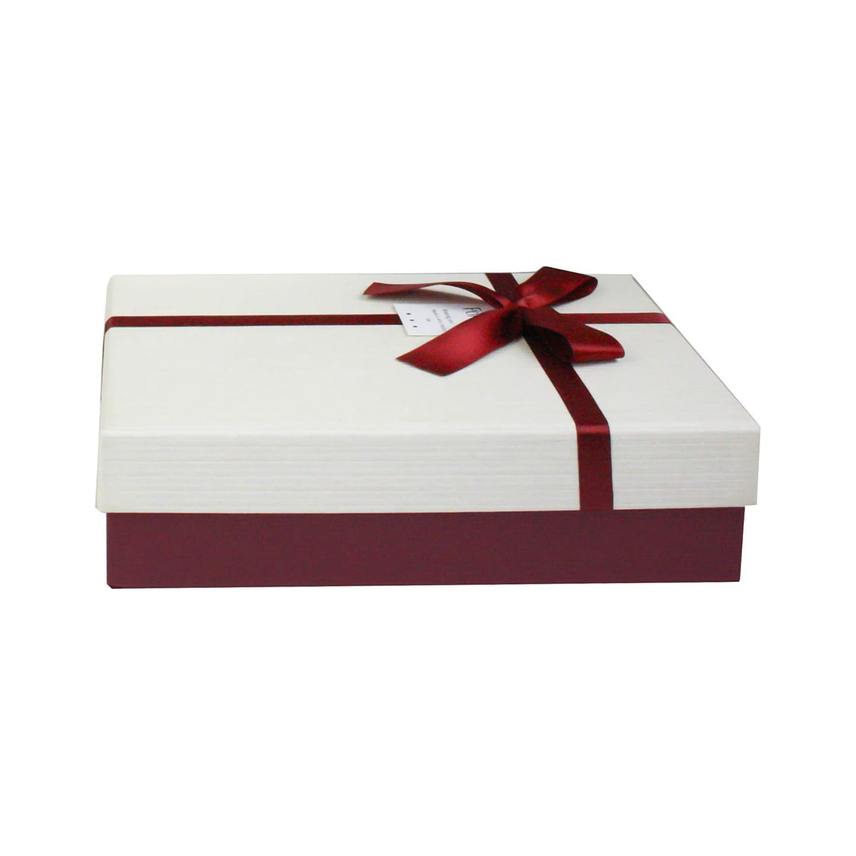 Single Burgundy/Cream Gift Boxes With Red Satin Ribbon