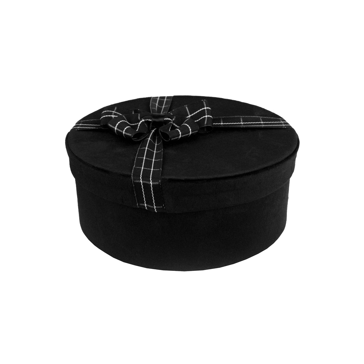 Single Black Velvet Gift Box with Striped Ribbon