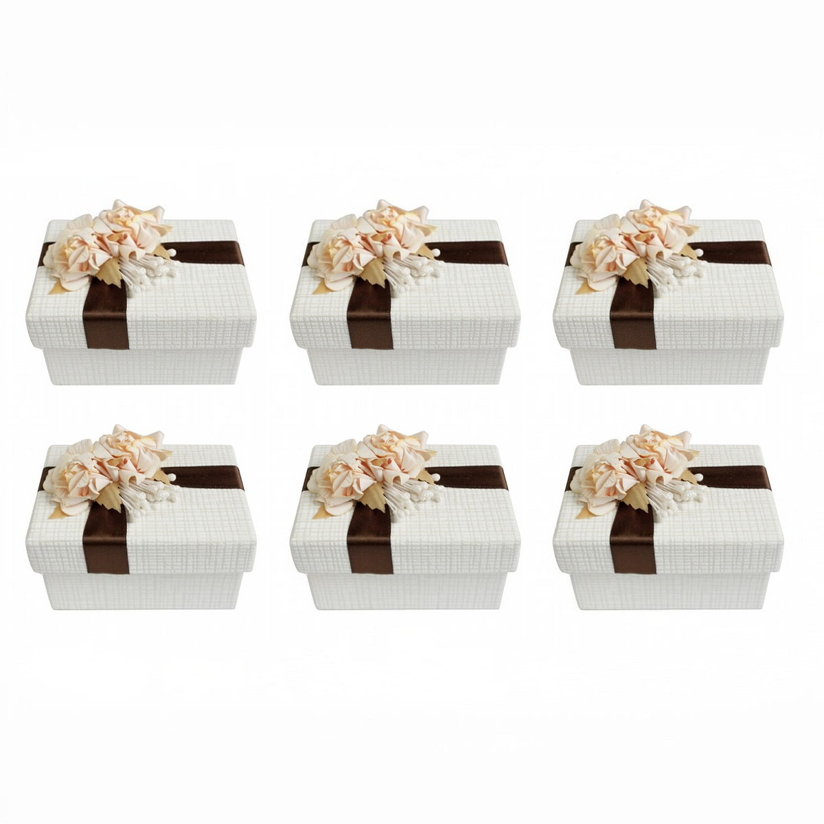 Luxury Rectangle Shaped Cream Box with Flower Decoration - Pack of 6