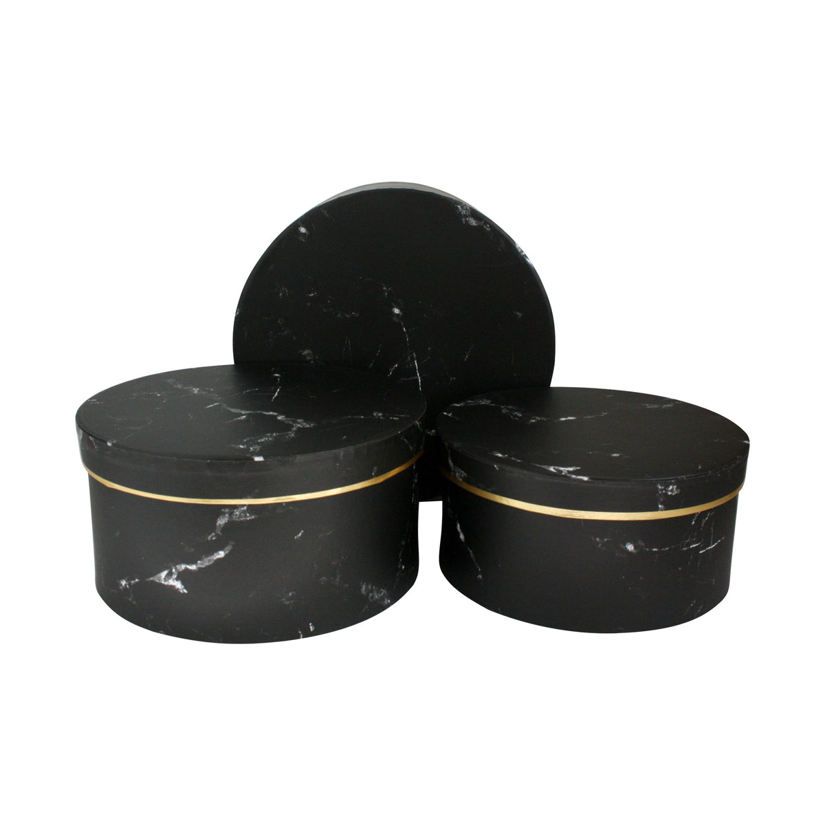 Set of 3 Black Marble Print Gift Boxes