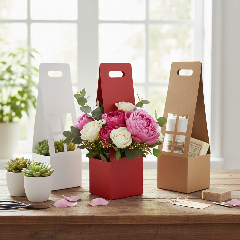 Red Flower/Plant Carrier Boxes