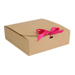 Pack of 12 Brown Kraft Gift Boxes with Ribbon