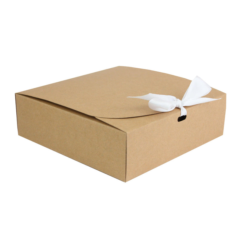 Pack of 12 Brown Kraft Gift Boxes with Ribbon