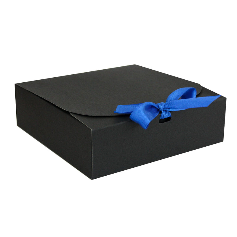Pack of 12 Black Kraft Gift Boxes with Ribbon